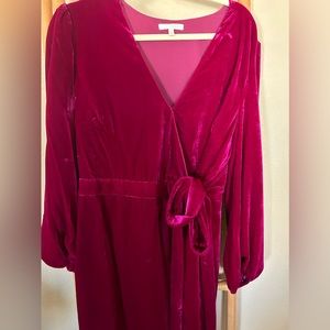Velvet pink long sleeve maxi dress